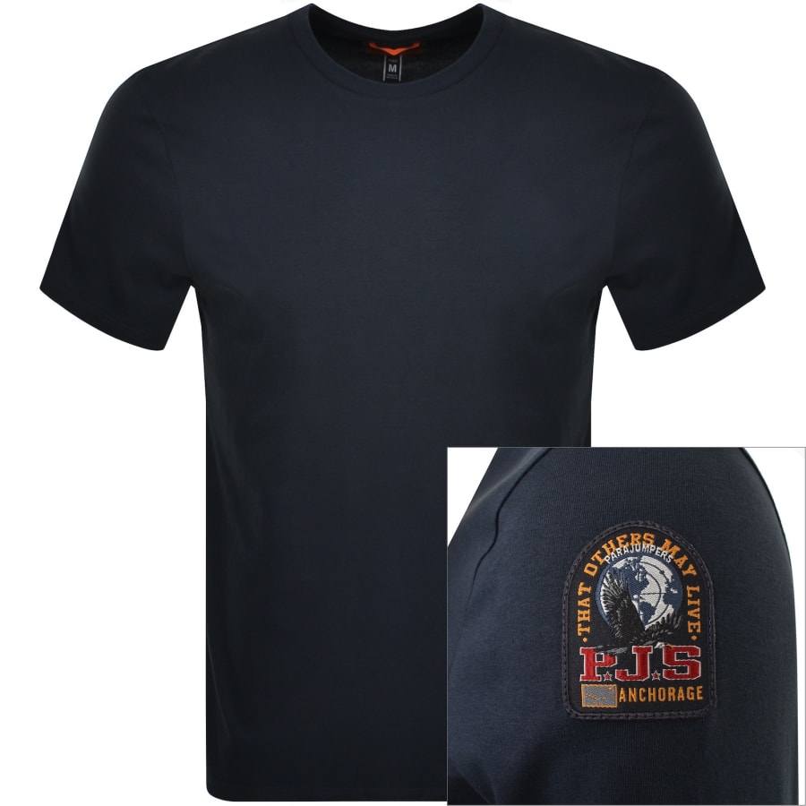 Tシャツ・カットソー PARAJUMPERS Men T Shirts PMTSIT03 0316 Blue Parajumper Shirt Parajumpers Logo-Detailed Cotton-Jersey T